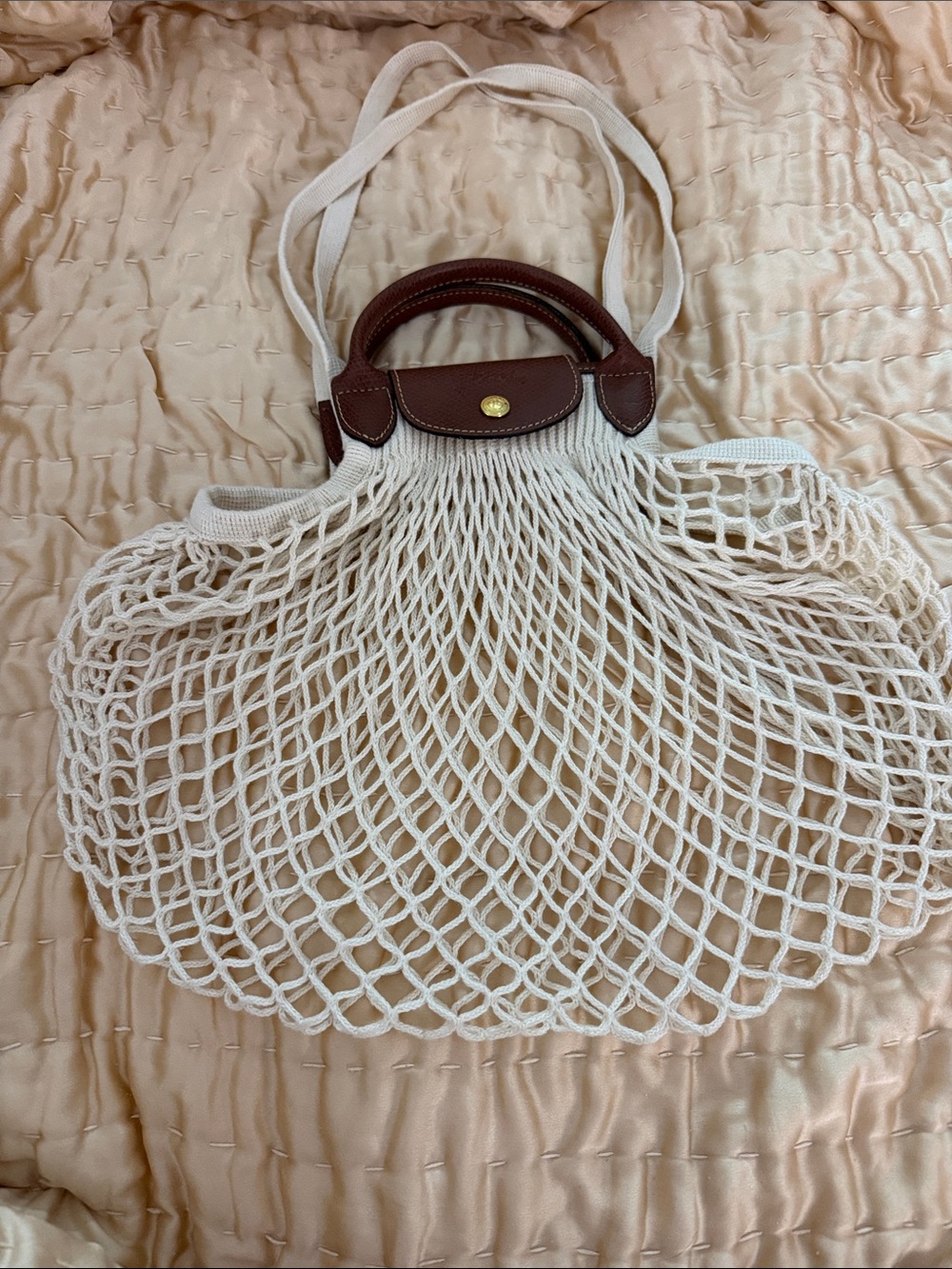 Longchamp Le Pliage Filet (L) in Ecru